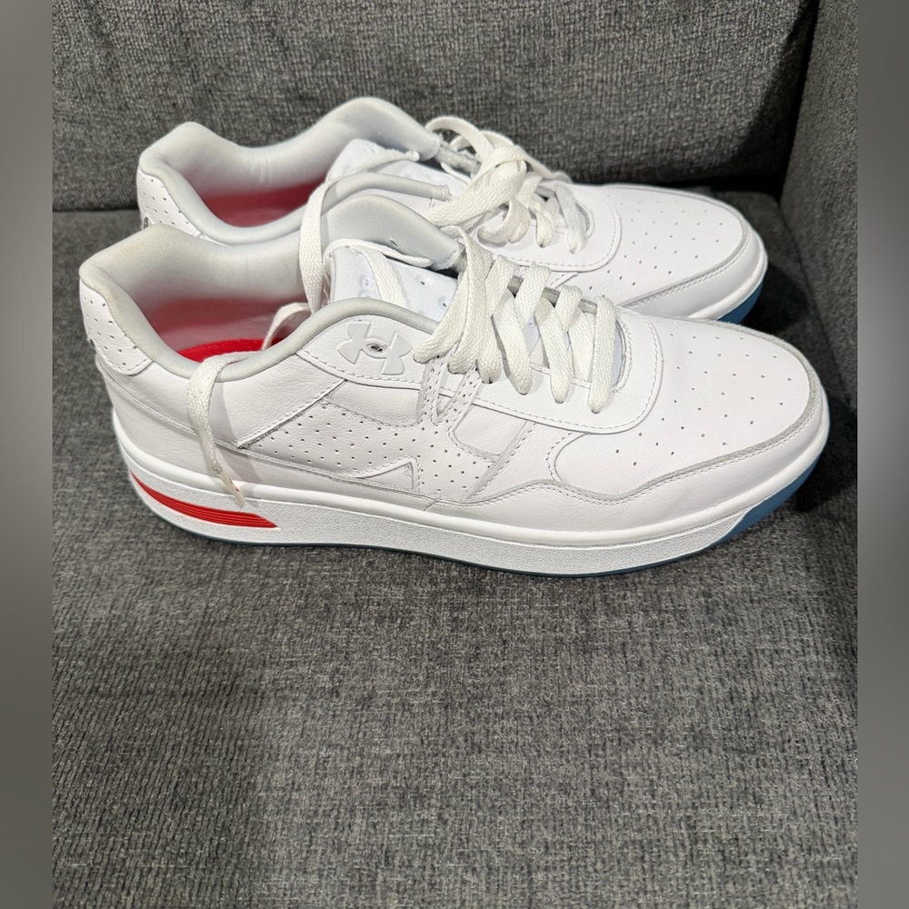 Under Armour Mens Court 96 Trainers Sneakers Tennis Shoes White Leather Mens 9.5